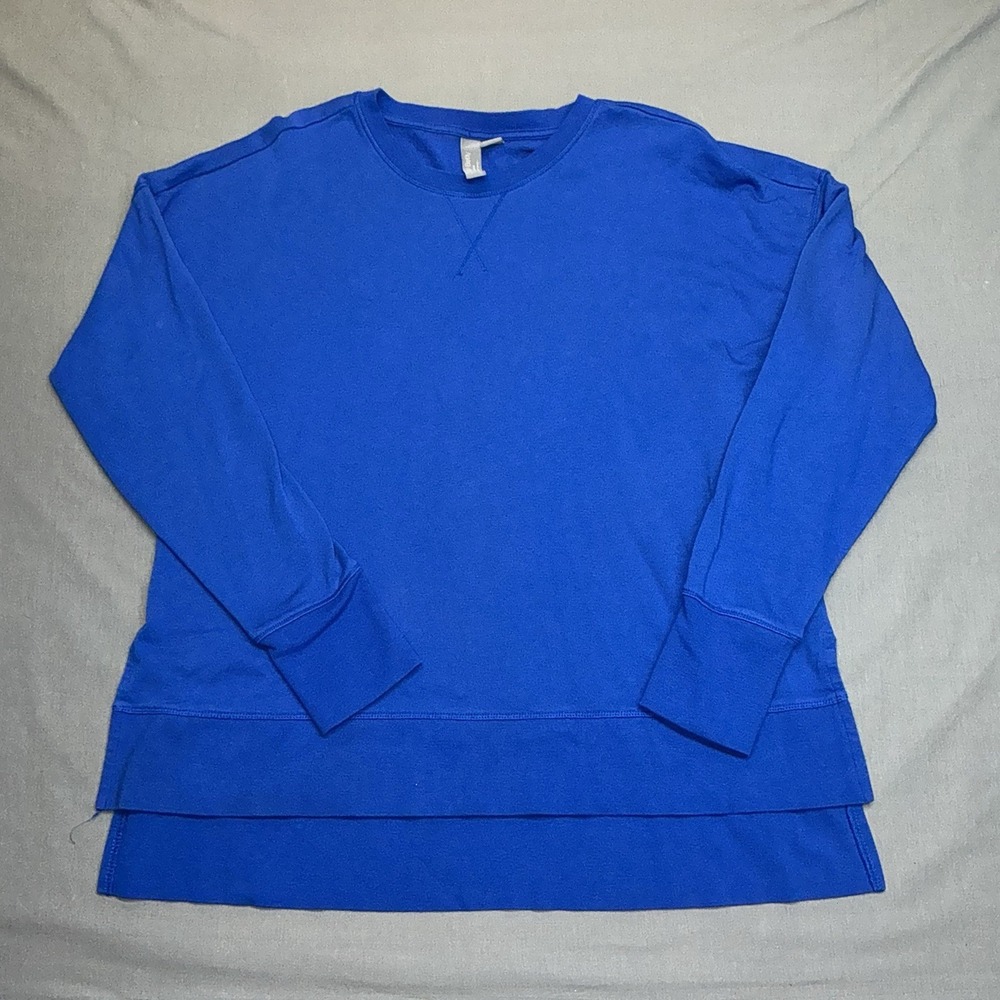 Sweaty Betty Sweatshirt Sand Wash Crew Neck Blue SZ Medium